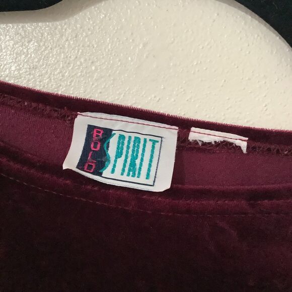 Vintage 90s Floral Velvet Burgundy Whimsigoth Witch Dark Feminine Long Sleeve 2X - Picture 4 of 7